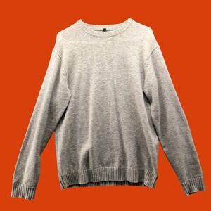 MUJI 100% Wool Sweater Mens Medium M Heather Beige Light Oatmeal Crewneck Knit